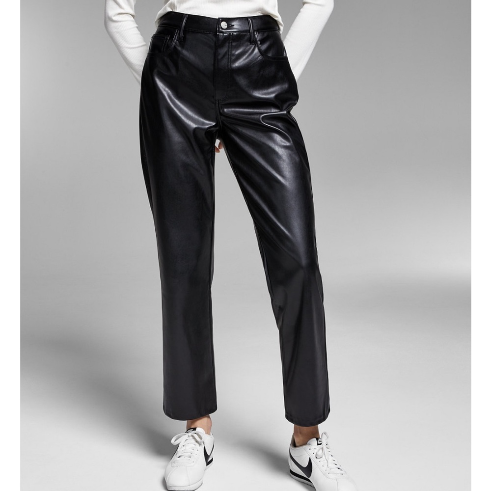 Vegan Leather Straight Leg Pants